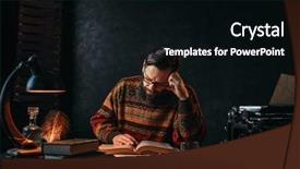  Presentation with vintage book - Cool new slide deck with glasses reading a book backdrop and a black colored foreground