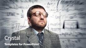  Presentation with professor - PPT layouts with glasses thinking about math background and a gray colored foreground