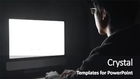  Presentation with computer room - Slides having glasses using blank screen background and a black colored foreground