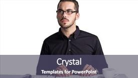  Presentation with computer - Colorful presentation enhanced with glasses using computer on white backdrop and a  colored foreground