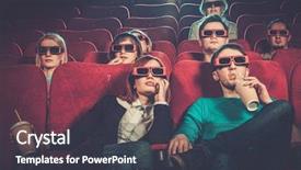  Presentation with glasses - Beautiful PPT theme featuring glasses watching movie in cinema backdrop and a dark gray colored foreground