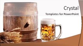  Presentation with beer bar pub tap counter - Cool new PPT layouts with glasses with a wooden barrel backdrop and a white colored foreground