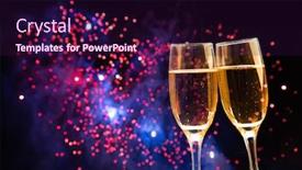  Presentation with two glasses of champagne - Audience pleasing slide set consisting of glasses-with-champagne-against-fireworks backdrop and a wine colored foreground