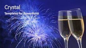  Presentation with two glasses of champagne - Colorful PPT layouts enhanced with glasses with champagne against fireworks backdrop and a  colored foreground