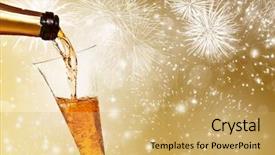  Presentation with fireworks - PPT layouts featuring glasses with champagne against fireworks background and a yellow colored foreground
