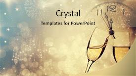  Presentation with fireworks - PPT theme with glasses with champagne against fireworks and clock close to midnight - new year holiday background background and a lemonade colored foreground