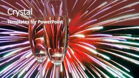  Presentation with fireworks - Colorful theme enhanced with glasses with champagne against fireworks backdrop and a  colored foreground