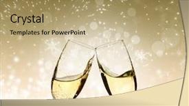  Presentation with champagne - Slide set enhanced with glasses with champagne against holiday background and a coral colored foreground