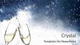  Presentation with champagne - Audience pleasing PPT theme consisting of glasses with champagne against holiday backdrop and a white colored foreground