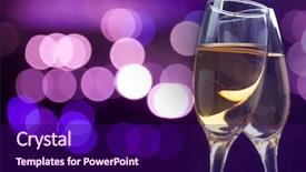  Presentation with champagne - Colorful slide deck enhanced with glasses with champagne against holiday lights backdrop and a navy blue colored foreground