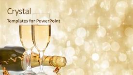  Presentation with champagne - Presentation design featuring glasses with champagne and bottle background and a lemonade colored foreground