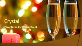  Presentation with festive - Beautiful presentation theme featuring glasses with champagne and candle backdrop and a  colored foreground