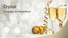  Presentation with champagne - PPT layouts with glasses with champagne clock close background and a white colored foreground