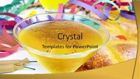  Presentation with champagne - Presentation design having glasses with champagne some firecracker background and a yellow colored foreground