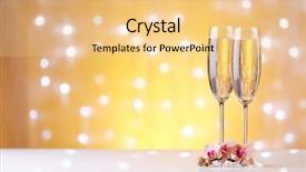  Presentation with flowers - PPT theme having celebratory - two glasses with champange background and a lemonade colored foreground