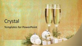  Presentation with fir tree - Amazing presentation having branch gift boxes and christmas backdrop and a yellow colored foreground