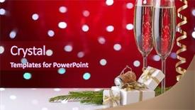  Presentation with fir tree - Presentation theme consisting of champange fir tree branch gift background and a crimson colored foreground