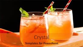  Presentation with cocktail - Presentation design featuring glasses-with-cocktail-and-straws background and a gold colored foreground