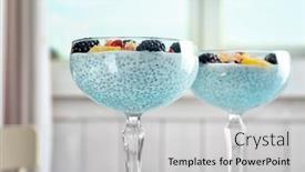  Presentation with pudding - Cool new PPT theme with glasses with delicious chia seed backdrop and a light gray colored foreground