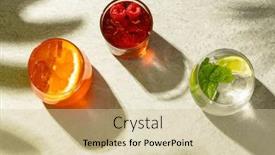  Presentation with beverages - PPT theme having glasses-with-diverse-cocktails background and a soft green colored foreground