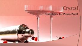  Presentation with beverages - Slide set having glasses-with-drinks-and-fruits background and a coral colored foreground