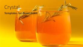  Presentation with beverages - PPT theme enhanced with glasses-with-drinks-and-thyme background and a gold colored foreground
