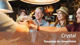  Presentation with celebration - Beautiful slide set featuring glasses with drinks at bar backdrop and a red colored foreground