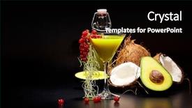  Presentation with juices - PPT layouts enhanced with glasses with fresh organic vegetable and fruit juices detox diet background and a black colored foreground