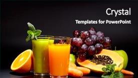  Presentation with juices - Slide deck consisting of glasses with fresh organic vegetable and fruit juices isolated on black detox diet background and a black colored foreground