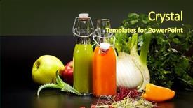  Presentation with juices - PPT layouts with glasses with fresh organic vegetable and fruit juices isolated on black detox diet background and a tawny brown colored foreground