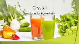  Presentation with juices - Audience pleasing PPT theme consisting of glasses with fresh vegetable juices isolated on white table detox diet backdrop and a soft green colored foreground