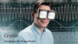  Presentation with brain waves - Beautiful slides featuring glasses with radio waves backdrop and a light blue colored foreground