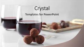  Presentation with chocolate wine - Slides featuring glasses with red wine background and a light gray colored foreground