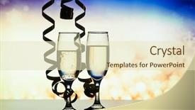  Presentation with celebrations - Cool new PPT layouts with glasses with ribbons against holiday backdrop and a  colored foreground