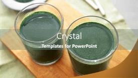  Presentation with spirulina - Cool new PPT theme with glasses with spirulina drink on wooden board backdrop and a gray colored foreground