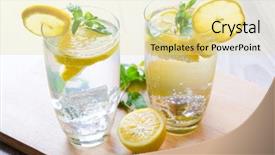  Presentation with straw - Beautiful presentation theme featuring glasss of mojito with lemon backdrop and a blonde colored foreground