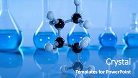  Presentation with beakers - Audience pleasing slides consisting of glassware laboratory beakers science experiment backdrop and a teal colored foreground