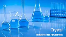  Presentation with glassware - Theme featuring glassware laboratory beakers science experiment background and a teal colored foreground