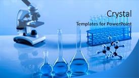  Presentation with beakers - Presentation theme having glassware laboratory beakers science experiment background and a  colored foreground