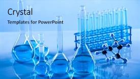  Presentation with beakers - Theme consisting of glassware laboratory beakers science experiment background and a light blue colored foreground