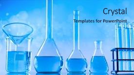  Presentation with beakers - Colorful PPT theme enhanced with glassware laboratory beakers science experiment backdrop and a cyan colored foreground