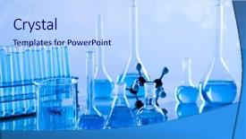  Presentation with beakers - Beautiful presentation design featuring glassware laboratory beakers science experiment backdrop and a  colored foreground