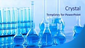  Presentation with beakers - Presentation enhanced with glassware laboratory beakers science experiment background and a  colored foreground