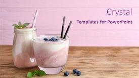  Presentation with glassware - Presentation design consisting of glassware with different milkshakes background and a lemonade colored foreground