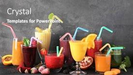  Presentation with smoothies - Presentation theme enhanced with glassware with different smoothies on table against grey background background and a gray colored foreground