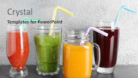  Presentation with smoothies - Presentation enhanced with glassware with smoothies on table against light background background and a light gray colored foreground