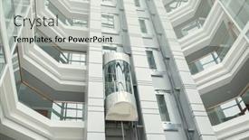  Presentation with lobby - Beautiful slide set featuring glassy-elevator-in-office-round backdrop and a light gray colored foreground