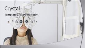  Presentation with asian - Slides with doctor check up - asian woman doing eye test background and a white colored foreground