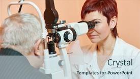  Presentation with eye doctor - Amazing presentation design having dilatation - optometry concept female optometrist optician backdrop and a sky blue colored foreground
