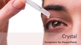  Presentation with eye medical - Theme featuring eyewash - young man in eye care background and a lemonade colored foreground